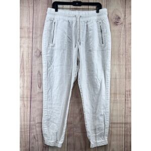 Athleta Cabo Linen Jogger Micro Cheetah Sz 14 Abalone Beige #988237 Ankle Pants‎
